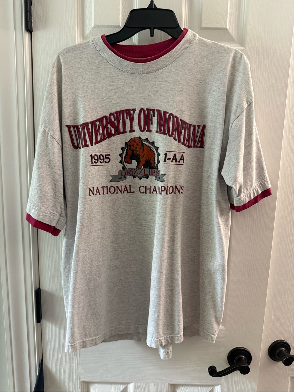 University of Montana Gray & Maroon Ringer Tee - Grizzlies Graphic